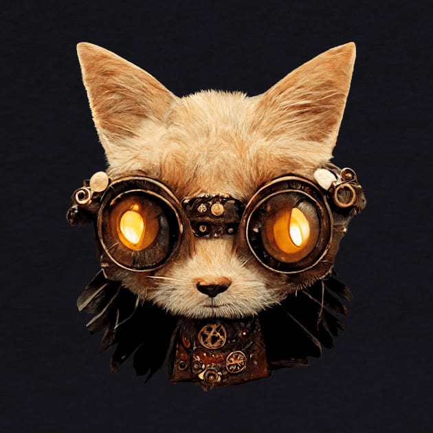 Cat Steampunk Retro Gothic Kitty Portrait by BluedarkArt